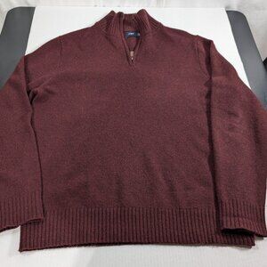 J Crew 100% Lambs Wool burgundy pull over sweater mens large